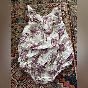 Pink Chicken purple floral romper, 18-24 months